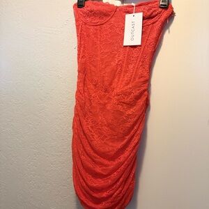 Women's Orange Red Lace dress